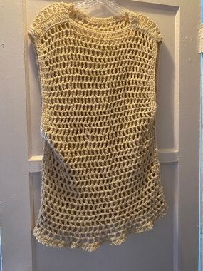 Handmade Crochet Beach Cover Up Dress | Cream | Boho | One Size